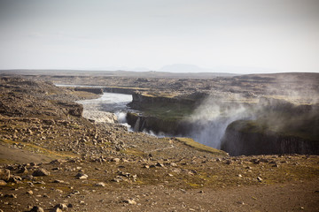 Dettifoss Waterfall in Iceland at overcast weather