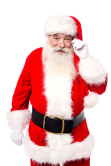 Santa Claus adjusting his spectacles