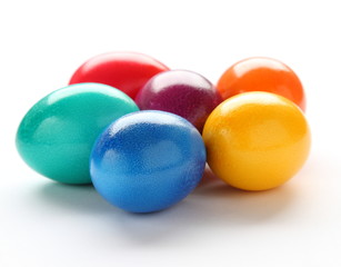 Colorful easter eggs isolated on white background