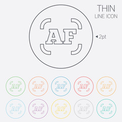 Autofocus photo camera sign icon. AF Settings.