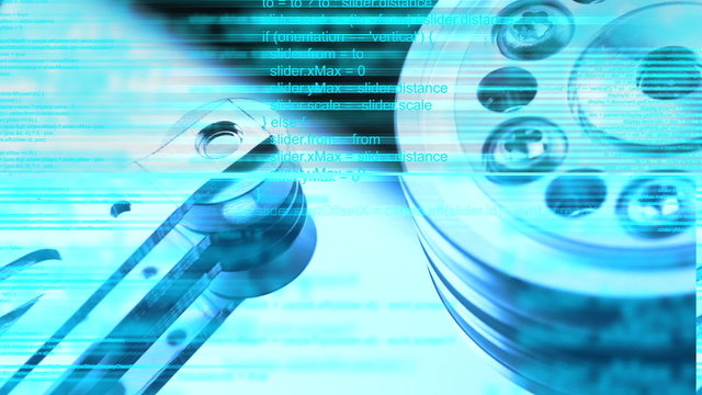 Computer hard disk and animated script programming code