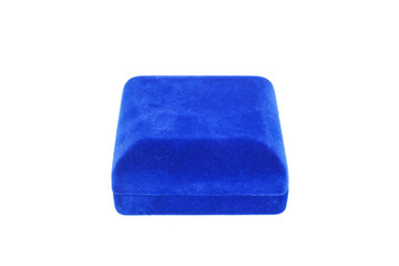 Blue velvet box isolated on white background
