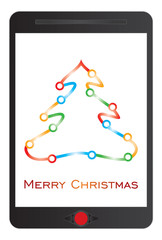 Merry Christmas message on tablet screen