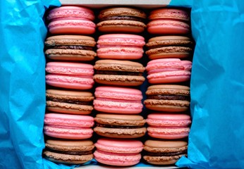 Tasty macaroons in a box