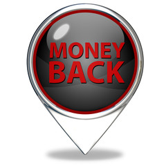 Money back pointer icon on white background