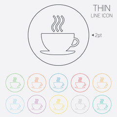 Coffee cup sign icon. Hot coffee button.