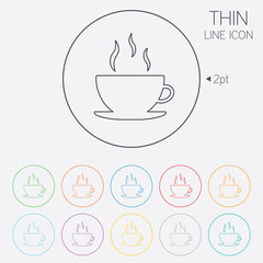 Coffee cup sign icon. Hot coffee button.