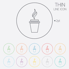 Coffee glass sign icon. Hot coffee button.