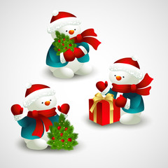 Fototapeta na wymiar Christmas vector illustration with snowman