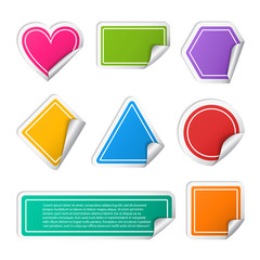 Vector realistic colorful sticker set different geometric shapes