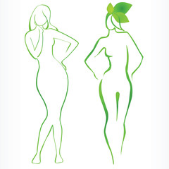 green silhouettes of girls