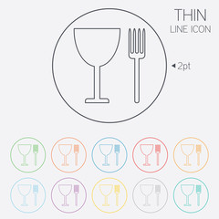 Eat sign icon. Cutlery symbol. Fork and wineglass.