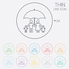 Complete family insurance icon. Umbrella symbol.