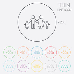 Complete family with two children sign icon.