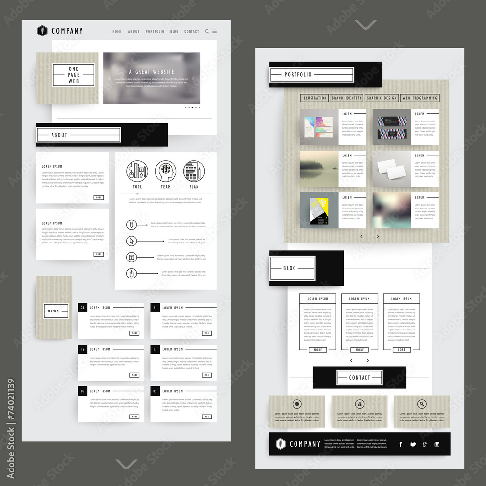 Canvas Prints collage one page website template design