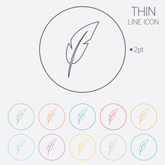 Feather sign icon. Retro pen symbol.