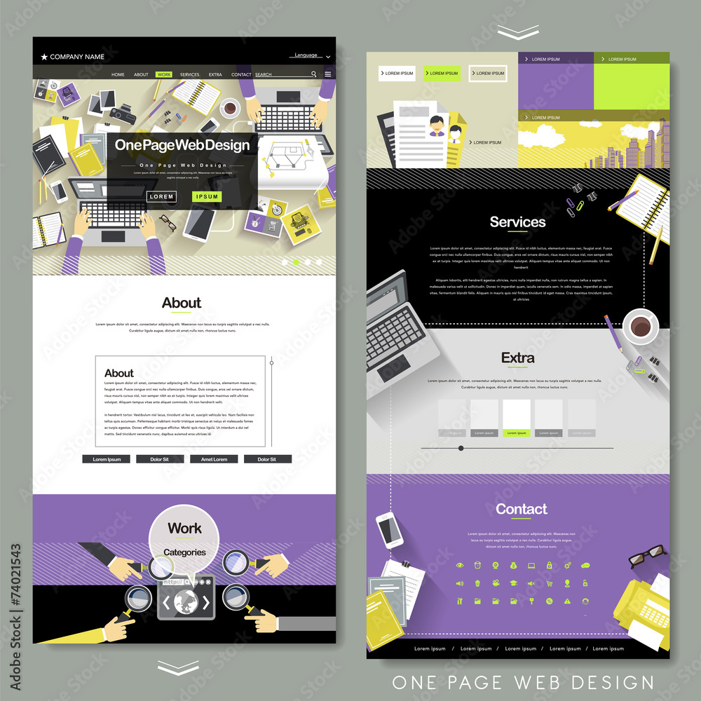Canvas Prints flat one page website template