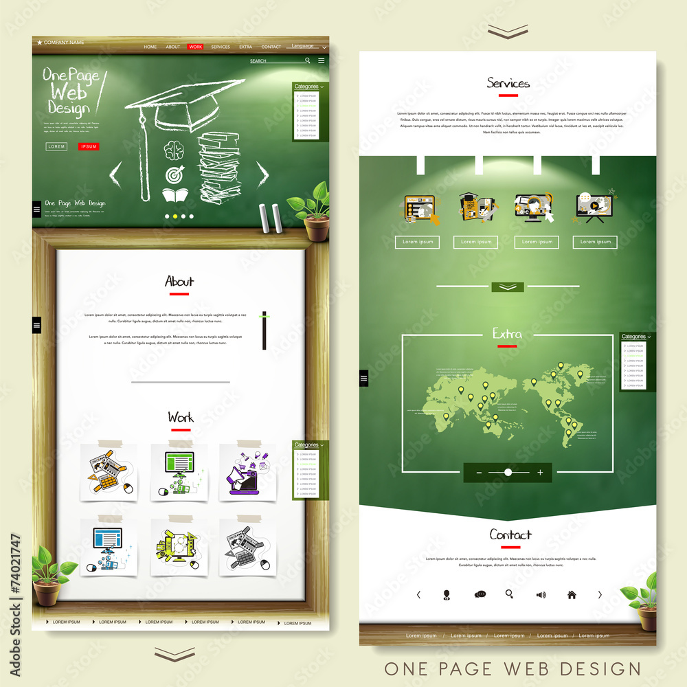 Canvas Prints one page website template in education style