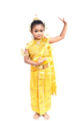 Pretty Thai girl wearing typical Thai dress, identity culture of