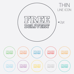 Free delivery sign icon. Delivery button.