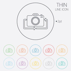 Front photo camera sign icon. Change symbol.
