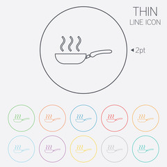 Frying pan sign icon. Fry or roast food symbol.