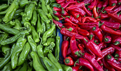 Green and red peppers