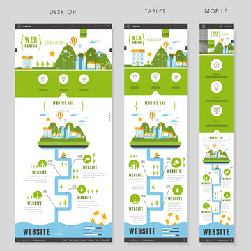 one page website template design with ecology concept