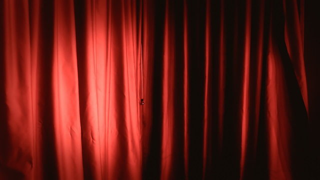 Background establishing shot curtain red right