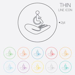 Disabled human insurance sign. Wheelchair man.