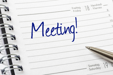 Terminkalender mit dem Eintrag Meeting