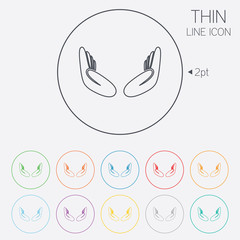 Pray hands sign icon. Religion priest symbol.