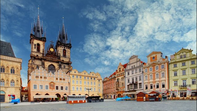 Old town square in Prague, Czech republic, Time lapse