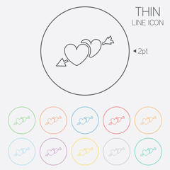 Hearts with arrow sign icon. Love symbol.