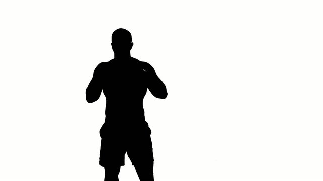 one caucasian man exercising boxing boxer  workout fitness in