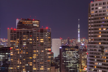 Naklejka premium Nocny widok Tokio