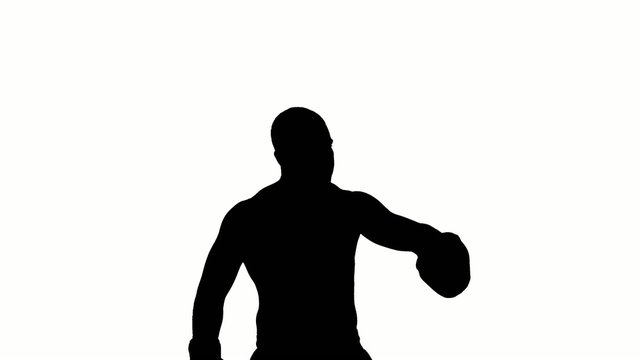 Boxer winner silhouette on white background