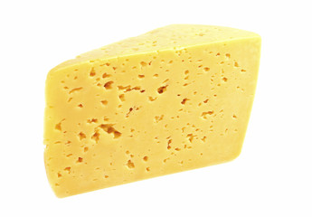 Piece of cheese isolated on white background