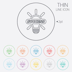 Light lamp sign icon. Bulb with success symbol