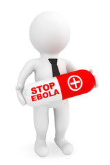 Fototapeta premium 3d Person hold Pill with Stop Ebola sign
