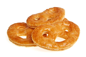 Butter cookies isolated on white background