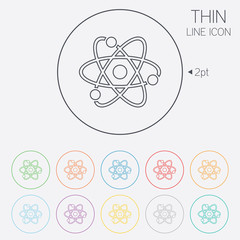 Atom sign icon. Atom part symbol.