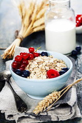 Breakfast with oats and berries