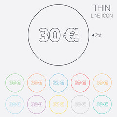 30 Euro sign icon. EUR currency symbol.
