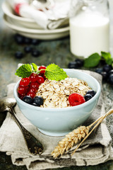 Breakfast with oats and berries