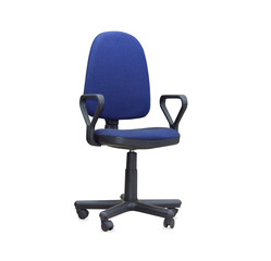 The blue office chair. Isolated