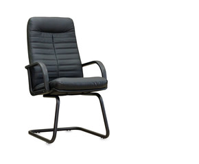 The office chair from black leather. Isolated