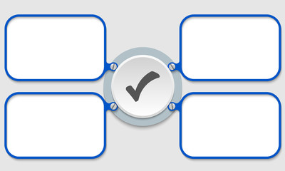 four blue frame for text with check box
