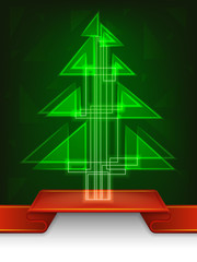 abstract christmas tree design with shiny triangles