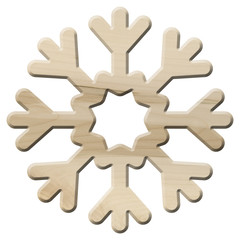 Fototapeta premium Dekorative Schneeflocke aus als hellem Ahornholz – freigestellt